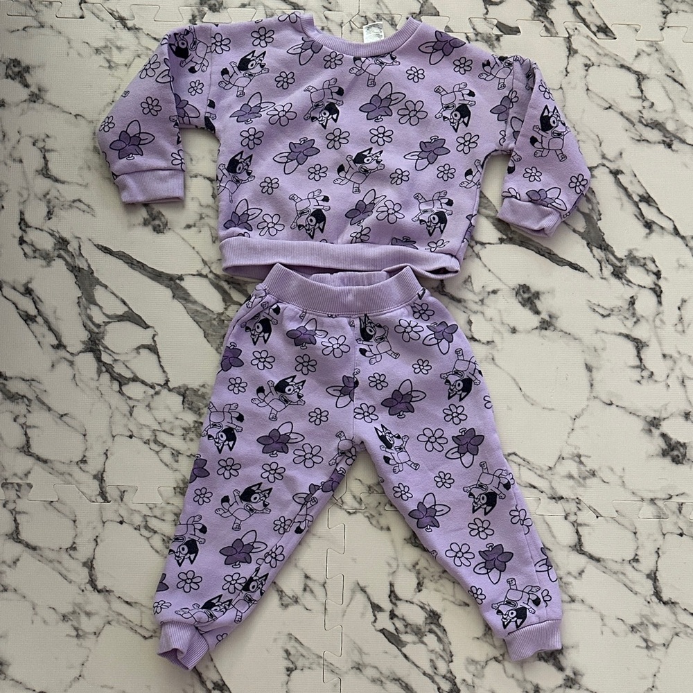 Super Cute Girls Bluey Set in Lavender Print